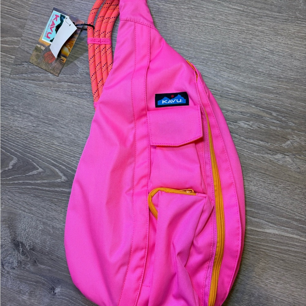 Kavu Vibrant Pink Sling Bag with Orange Details